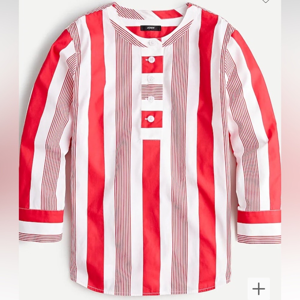 J.Crew Button-front Cotton Poplin Tunic in Stripe